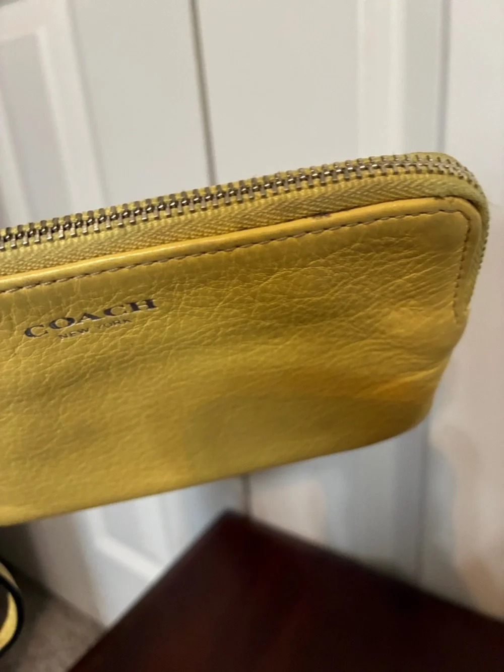Coach Butter Yellow Pebbled Leather Wristlet Hang tag
